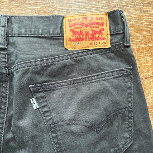 Levi's 505 Mens 33x30 Jeans Regular Fit Straight Leg Dark Gray Green White Tab - Picture 4 of 4